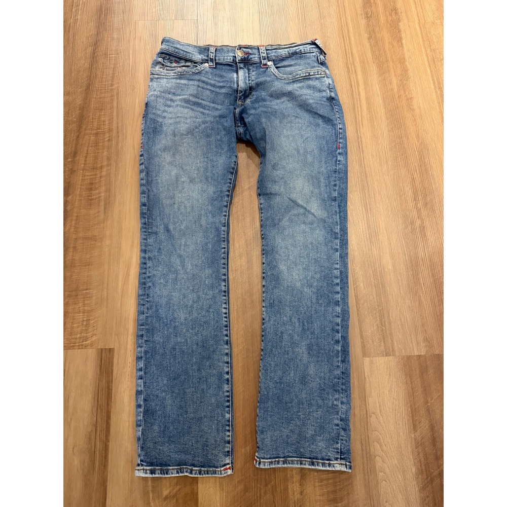 True Religion Ricky Jeans Mens 36 Blue Relaxed Straight Flap Pocket Denim